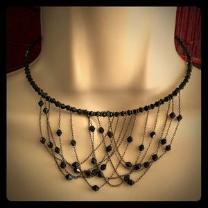 Black Beaded Choker Necklace
